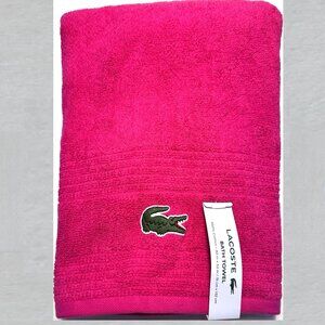 LACOSTE Crocodile Pink Bath Towel Measures 30" x 52"